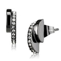 IP Light Black Stainless Steel Earrings with Top Grade Crystal in Clear