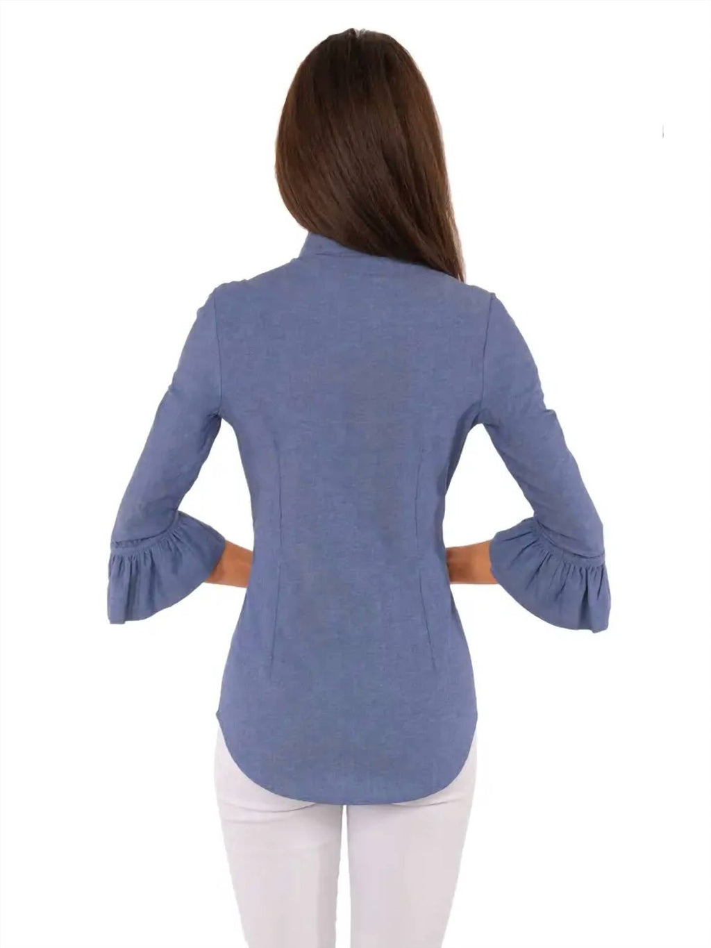 Priss Button Up Top In Chambray