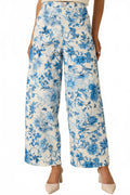 Amelia Wide Leg Pant In Blue Toile