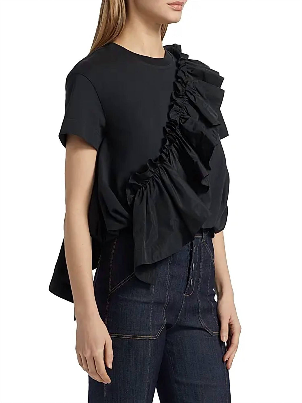 Lottie Ruffled Top In Black