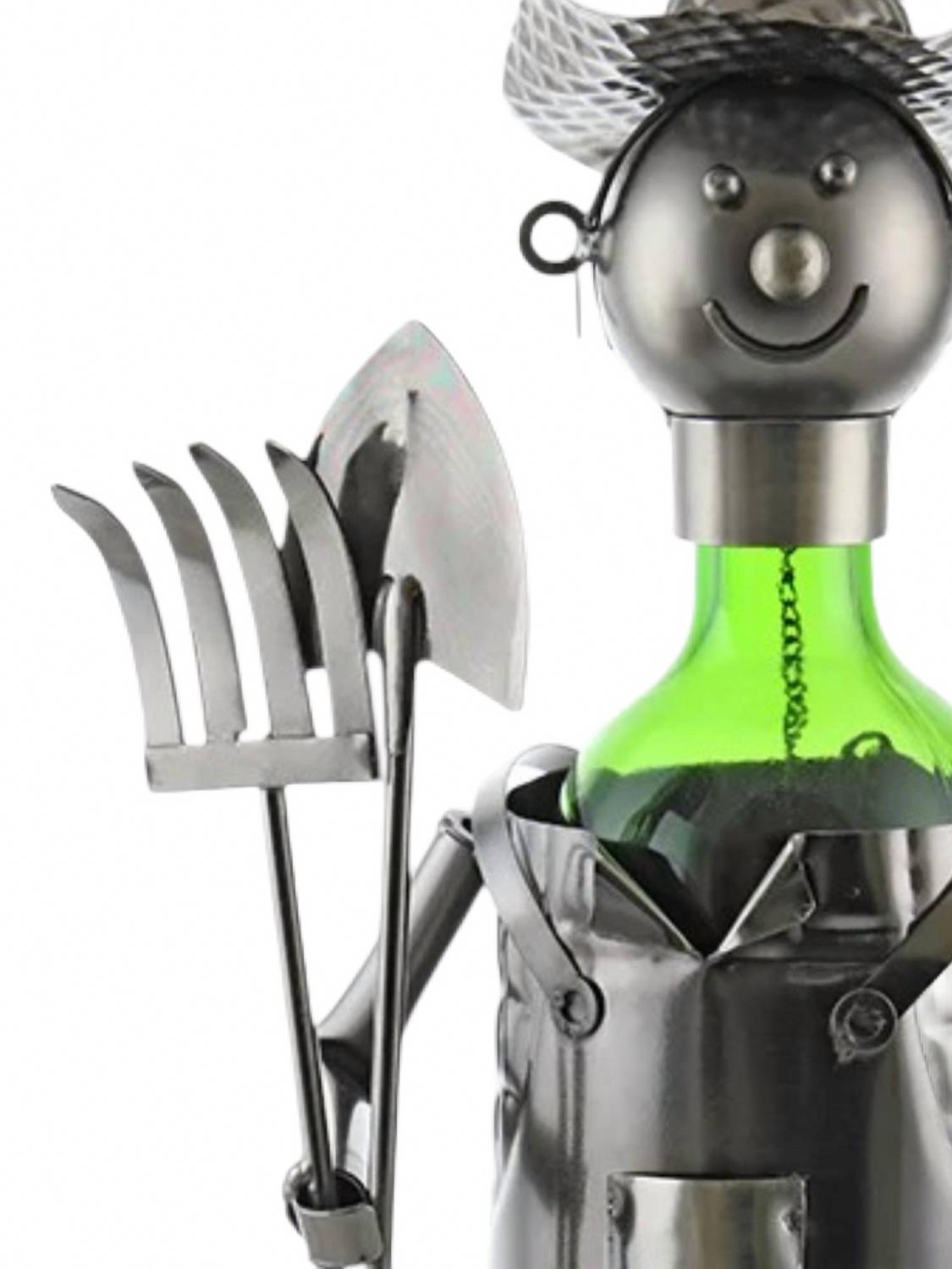 Farmer Joe Wine Bottle Holder In Silver