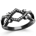 IP Black(Ion Plating) Stainless Steel Ring with AAA Grade CZ in Clear