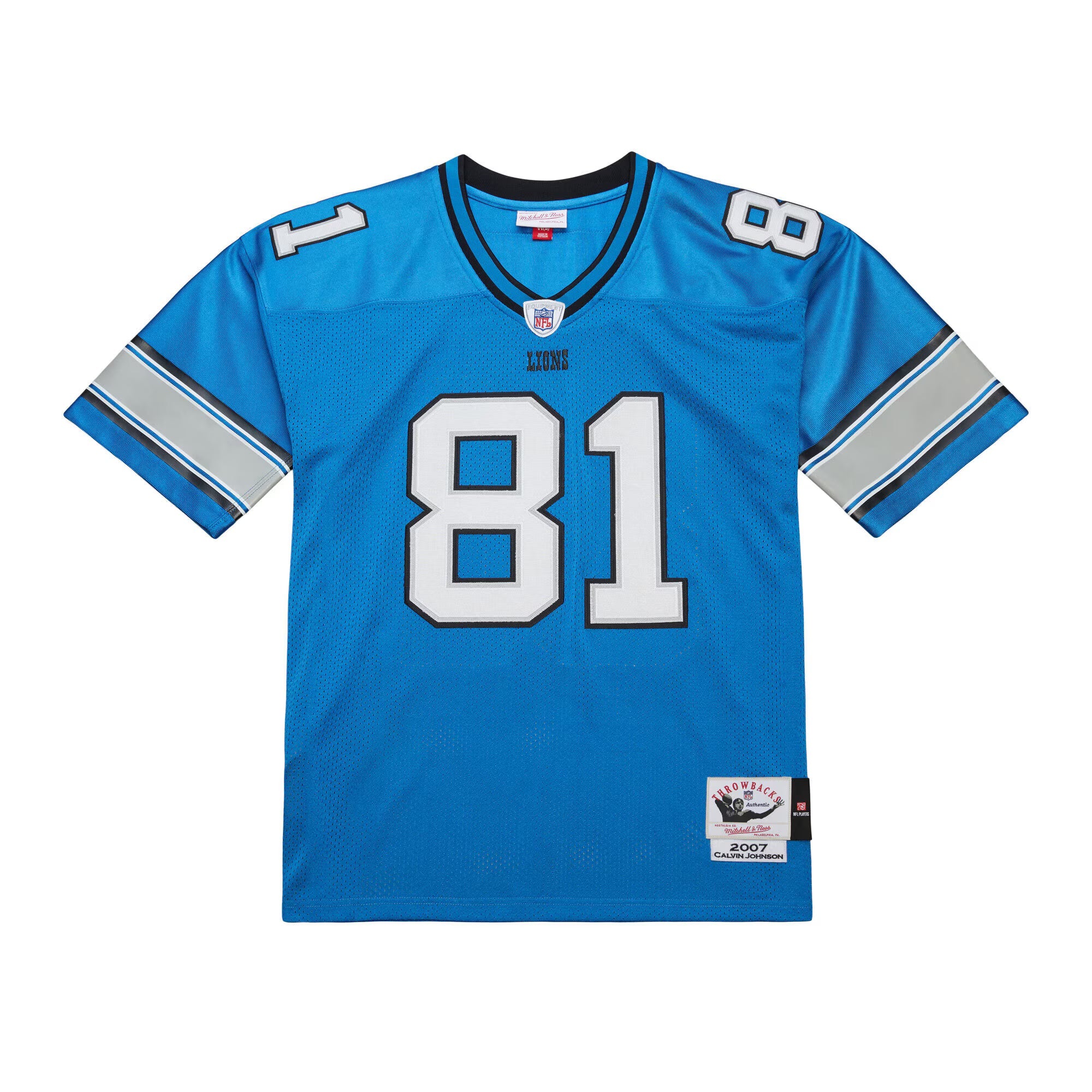 Detroit Lions Calvin Johnson Mitchell & Ness Blue 2007 Authentic Throwback Retired Player Jersey