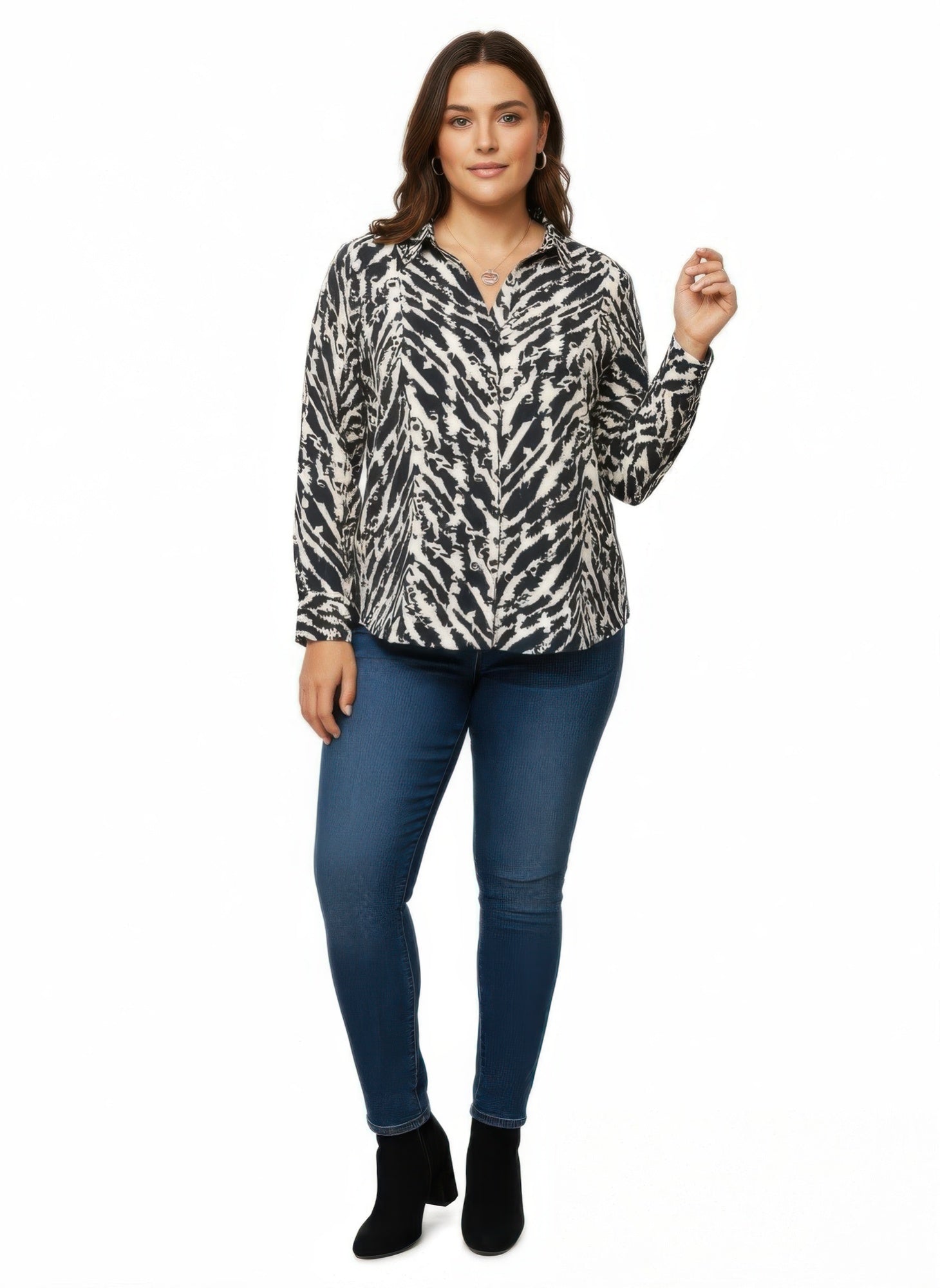 Zebra Print Button-up Shirt