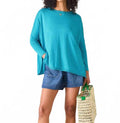 Catalina V-Neck Sweater - Petite In Teal