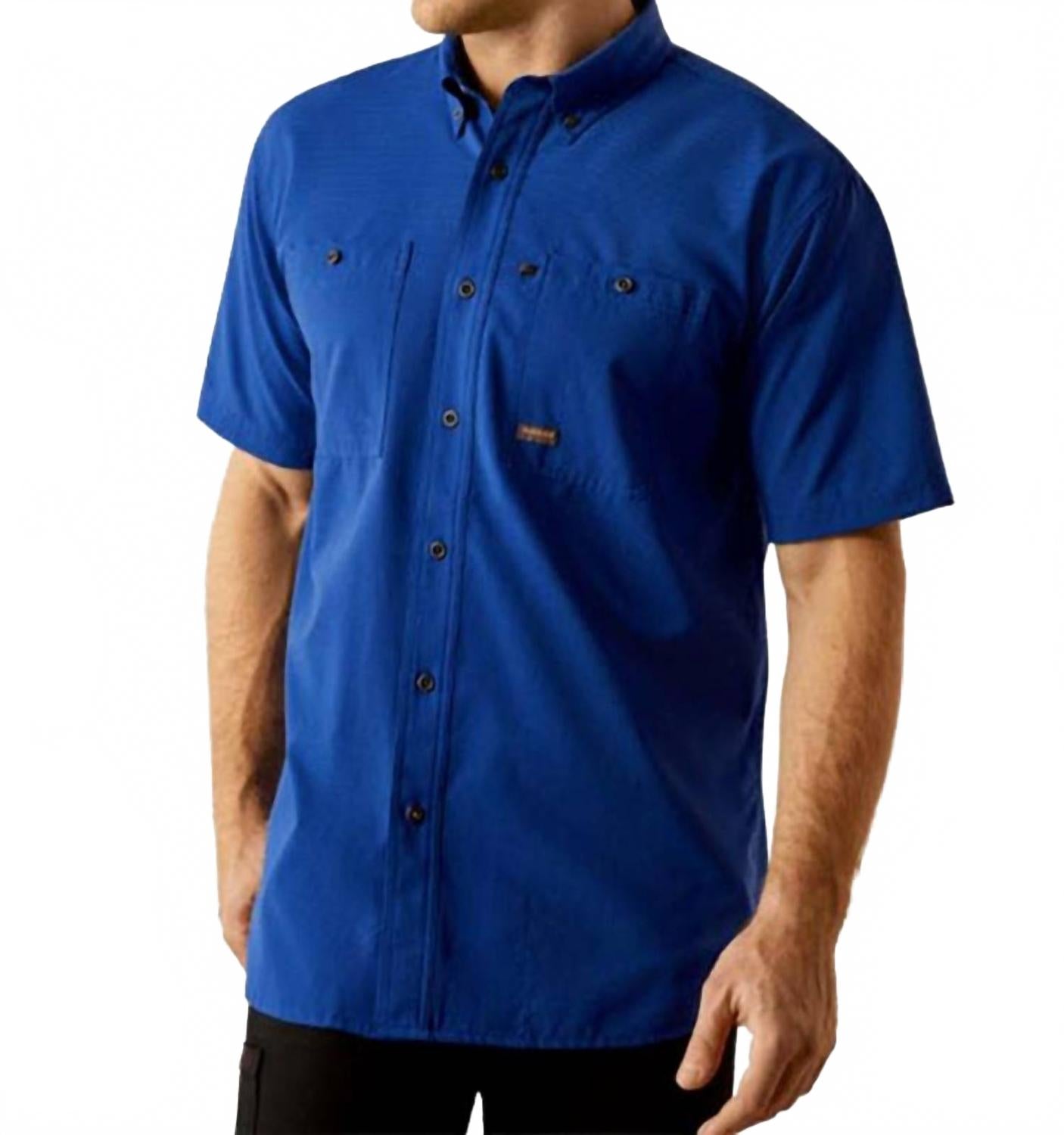Men's Rebar Made Tough Airflow Short Sleeve Work Shirt In Sodalite Blue