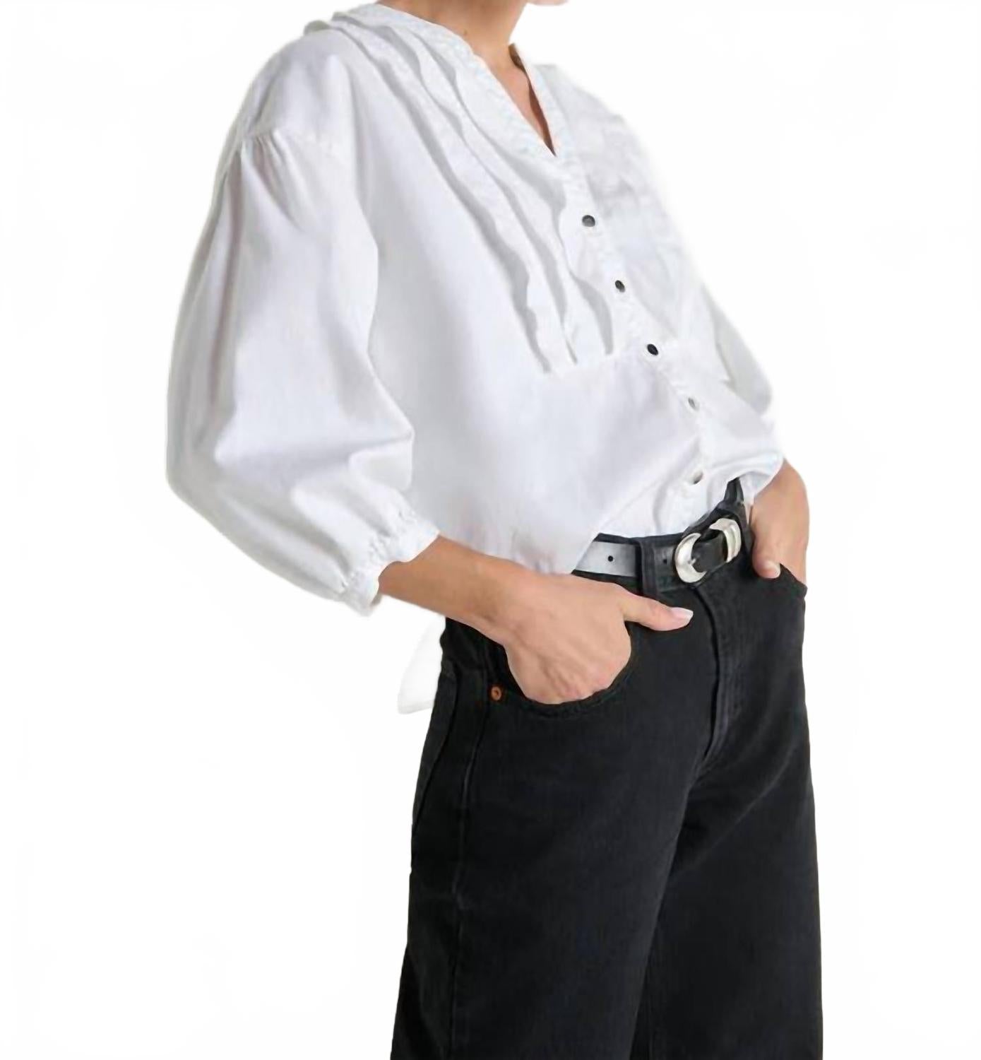 Amelia Ruffle Shirt In Porcelain