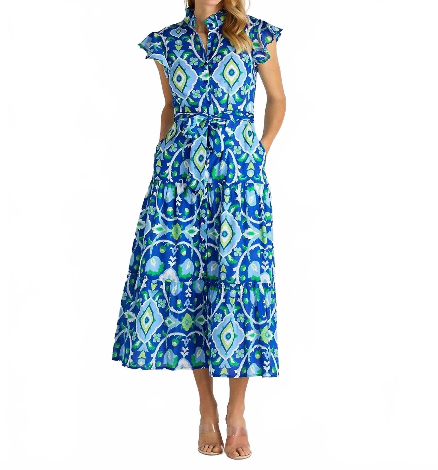 Mirabella Midi Dress In Garden Cobalt