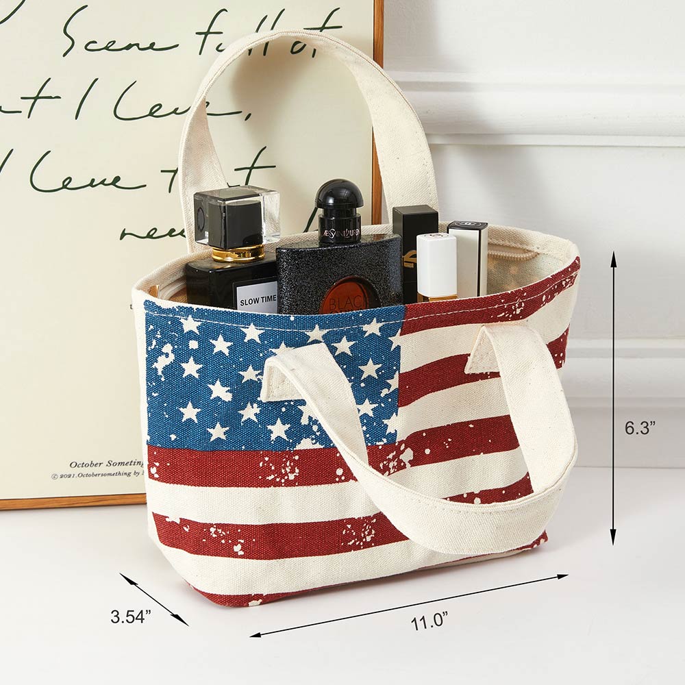 American USA Flag Small Canvas Tote Bag