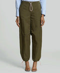 Drawcord Barrel Leg Joggers In Olive