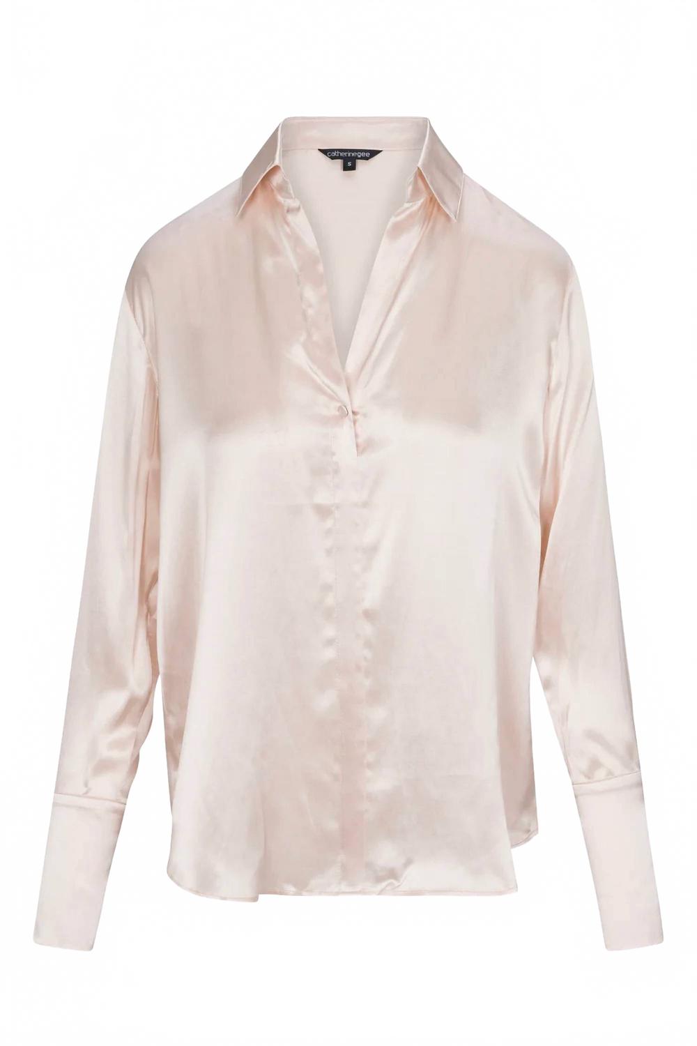 Daria French Cuff Silk Blouse In Rosewater
