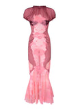 The Attico Women Pink Lace Midi Dress