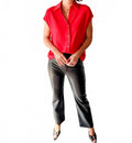 Rouge Classic Button Blouse In Red