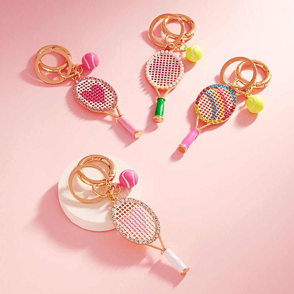 Heart Tennis Locket Ball Keychain / Bag Charm