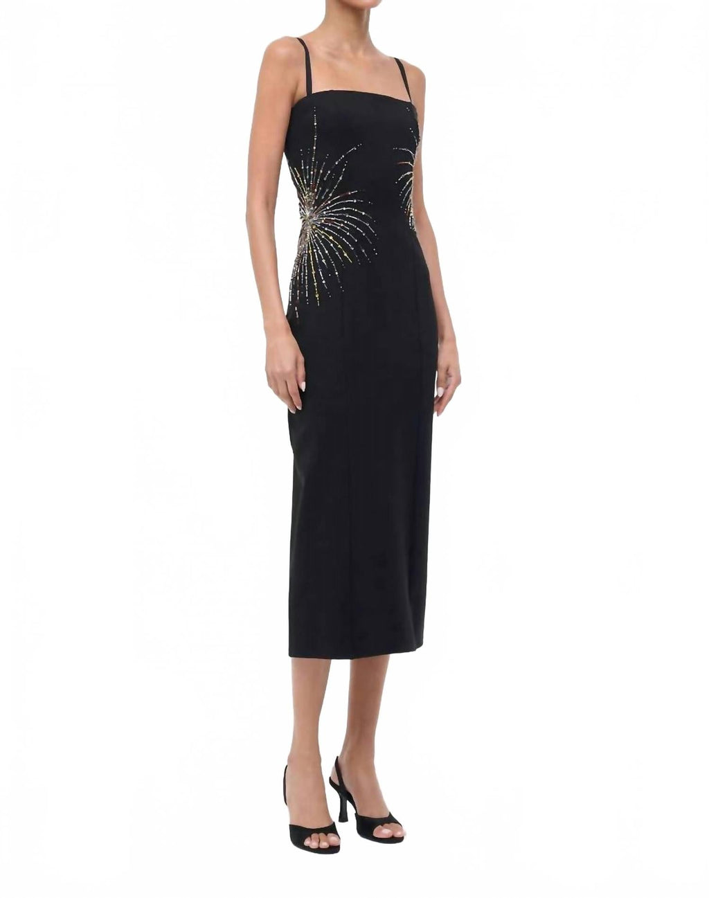 Britney Midi Dress In Black Firework