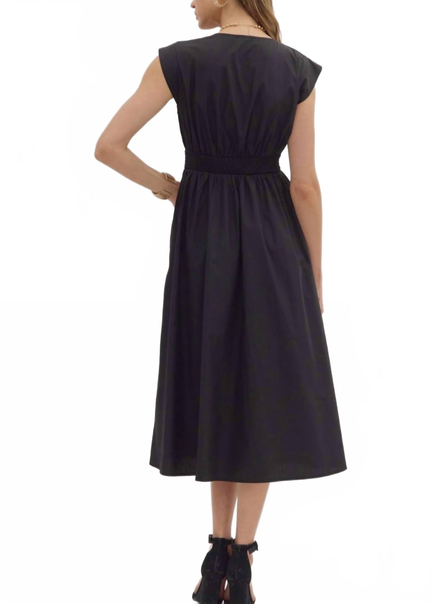 Effortless Luxe Midi Dress In Black