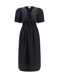 Ganni Women Midi Dress With Bows And Puff Shoulders