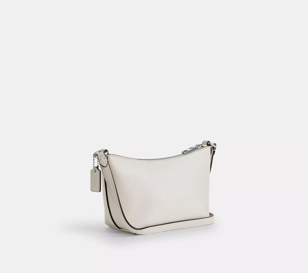 NWT Coach Small Zip Top Leather Crossbody Bag In Chalk