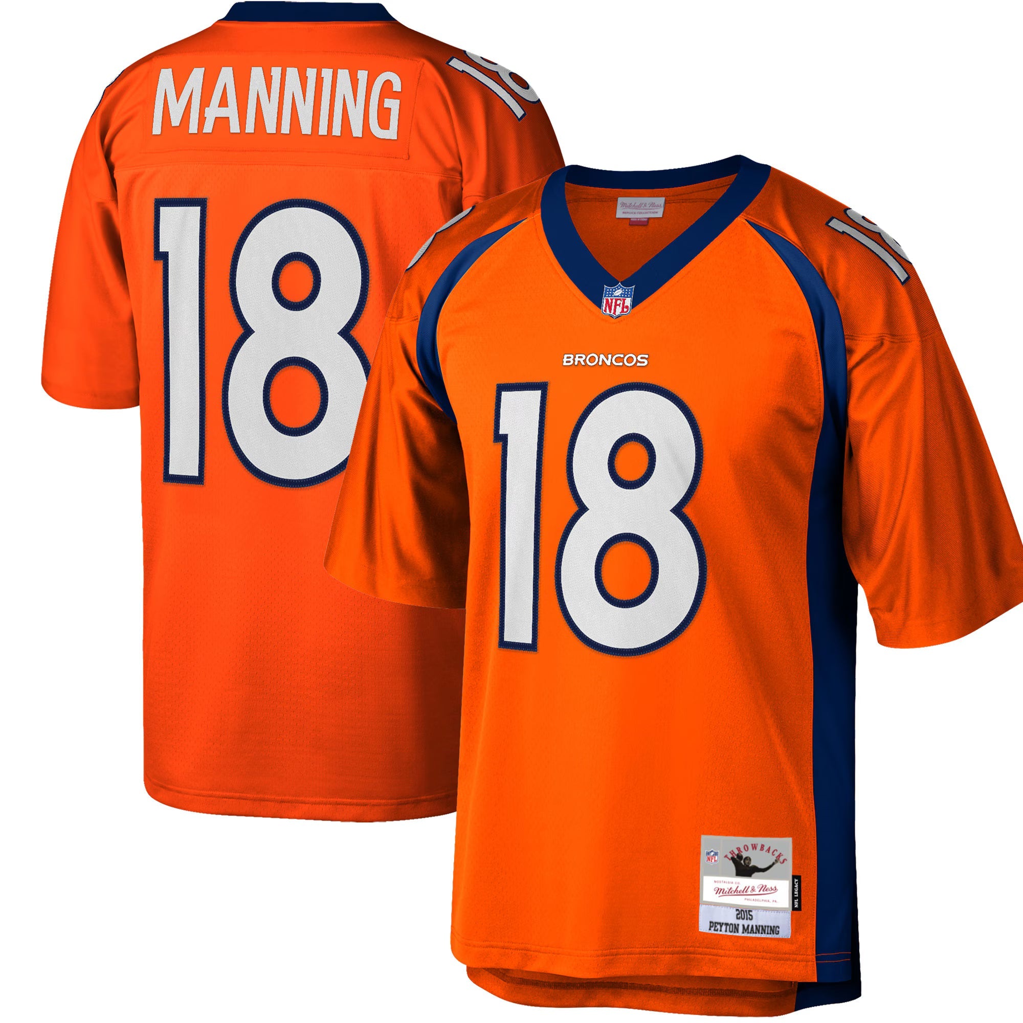 Denver Broncos Peyton Manning Mitchell & Ness Orange Big & Tall 2015 Retired Player Replica Jersey