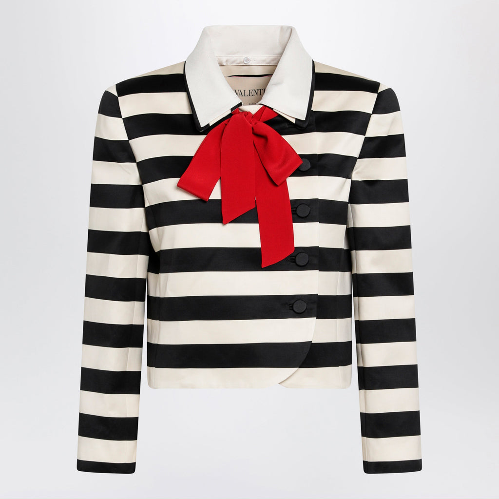 Valentino Vanilla/Black Striped Jacket With Maxi Bow Women