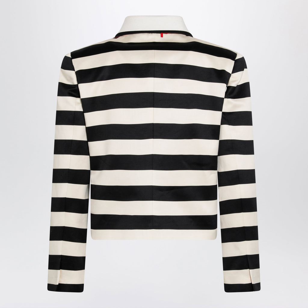 Valentino Vanilla/Black Striped Jacket With Maxi Bow Women