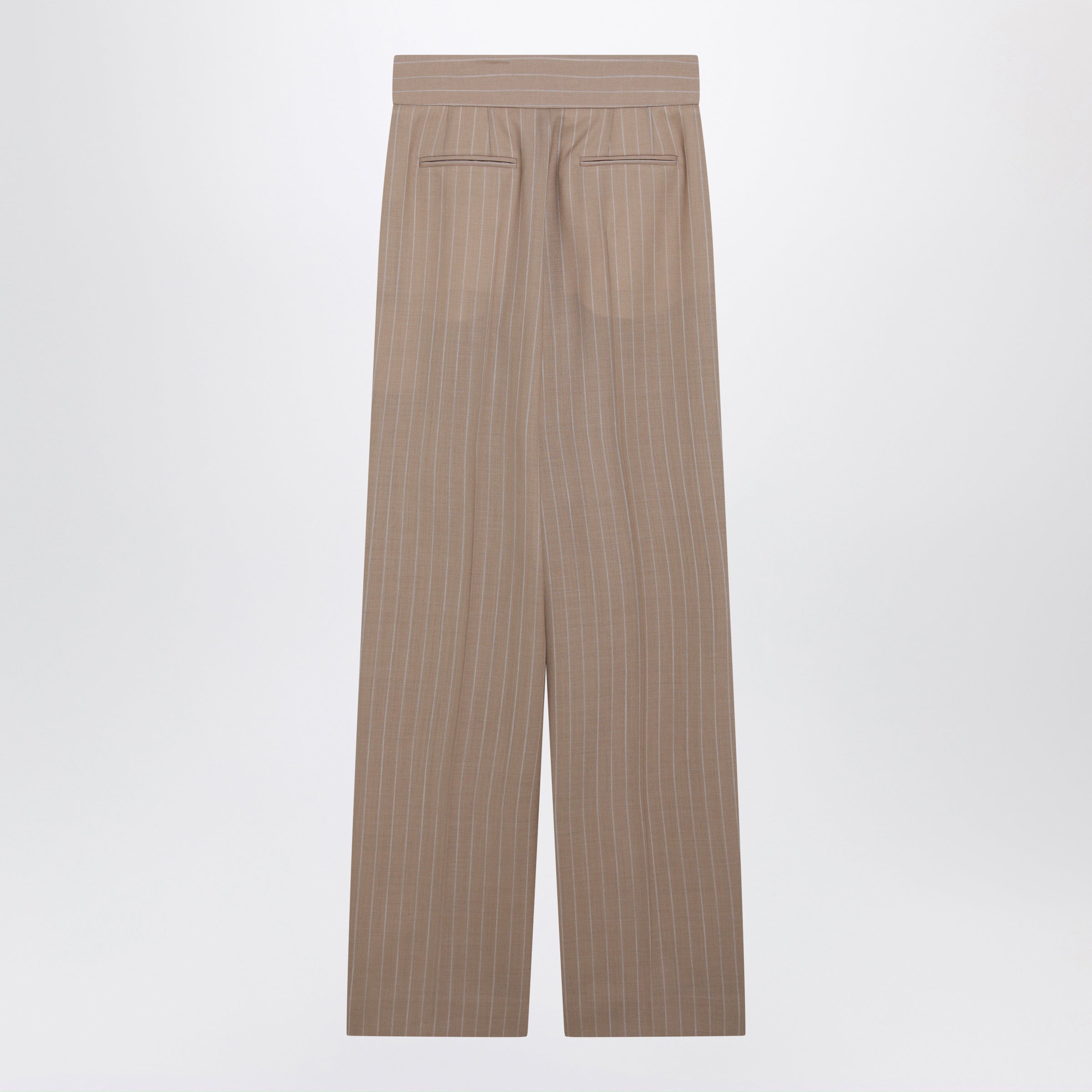 Valentino Mud-Colored Pinstripe Wool Trousers Women