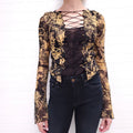 KNWLS BLACK AND YELLOW SHEER TIE UP BLOUSE ($900) - SIZE 6
