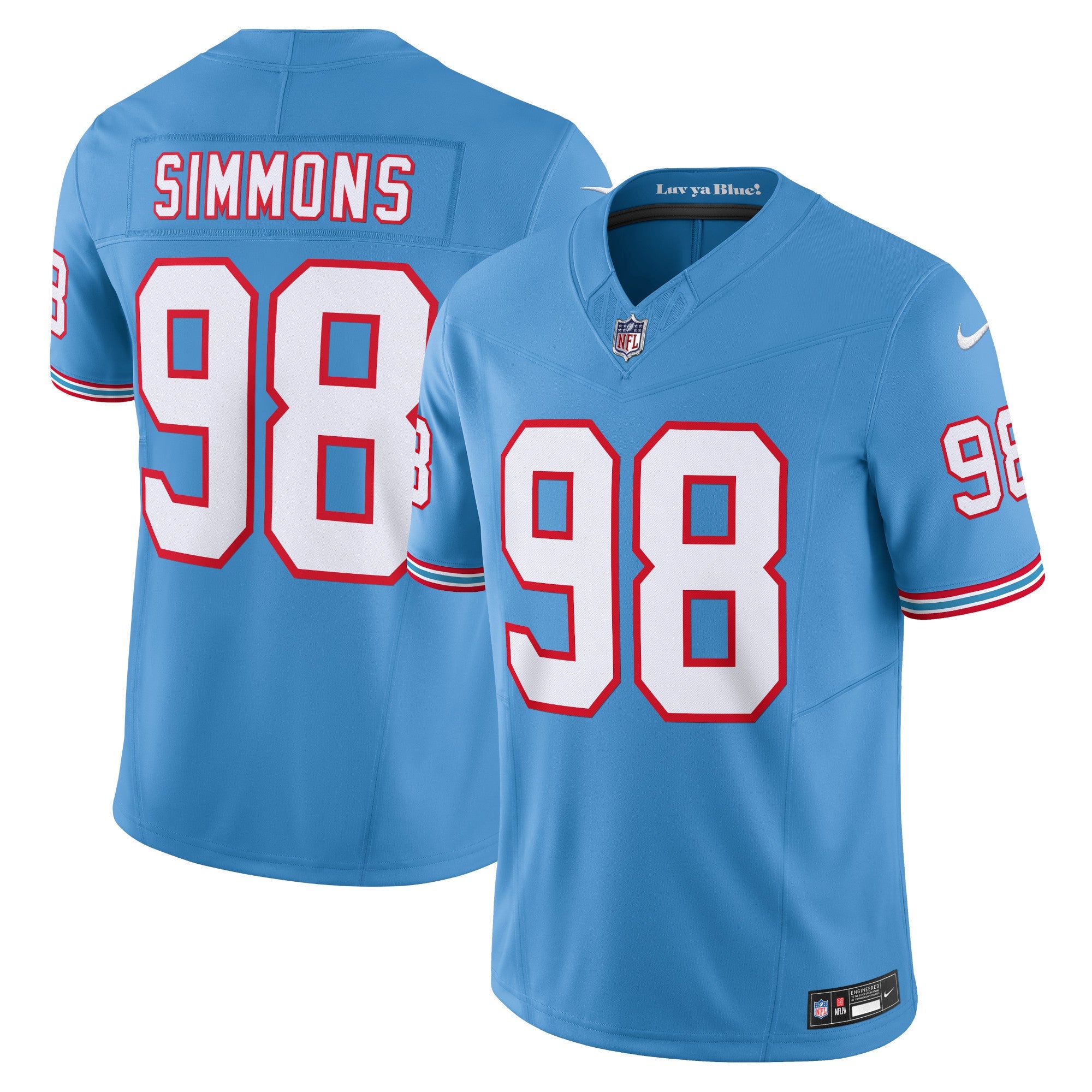 Tennessee Titans Jeffery Simmons Light Blue Vapor F.U.S.E. Limited Jersey