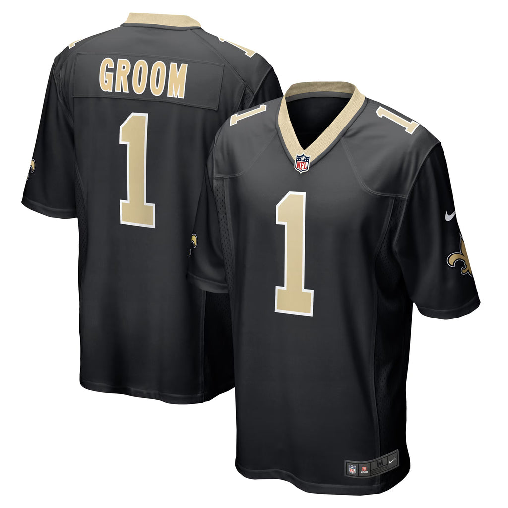 New Orleans Saints Number 1 Groom Black Game Jersey