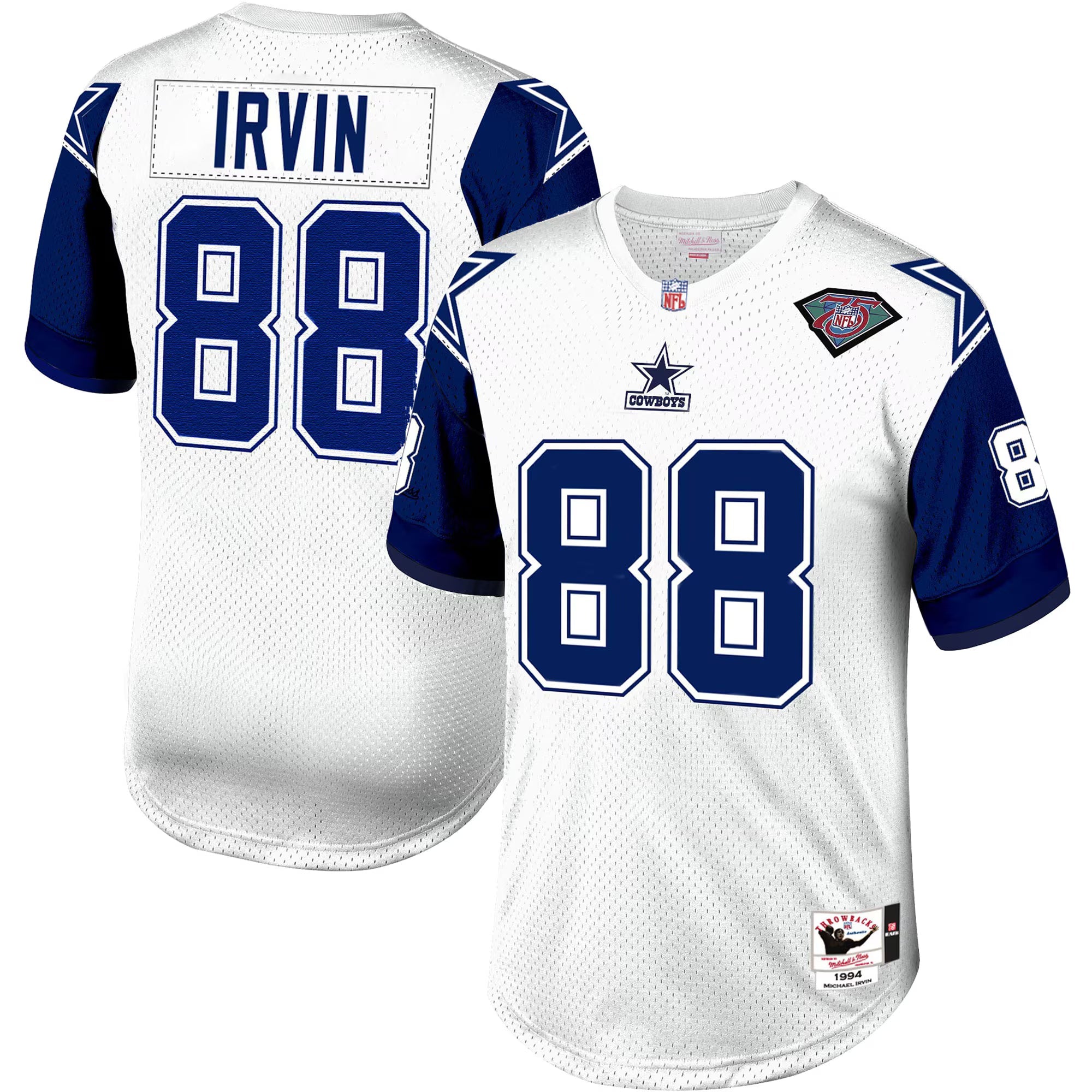 Dallas Cowboys 1994 Michael Irvin Mitchell & Ness White Authentic Throwback Retired Player Jersey