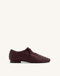 Kayla Weave Strap Flat Shoes - Claret Red