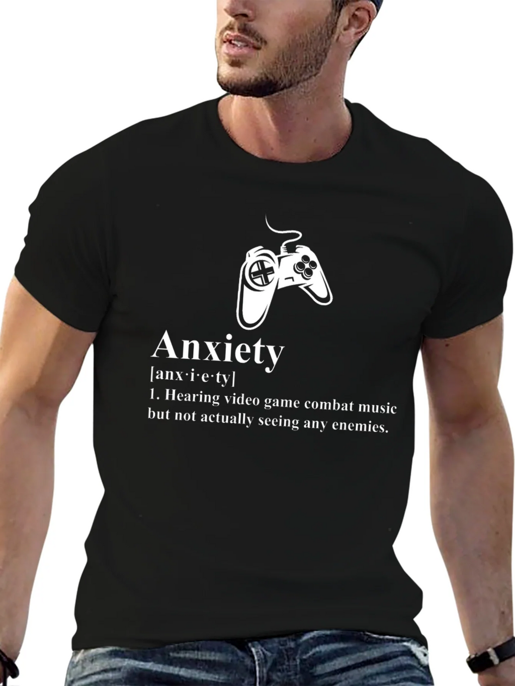 Anxiety Gamer T-Shirt - Combat Music No Enemies