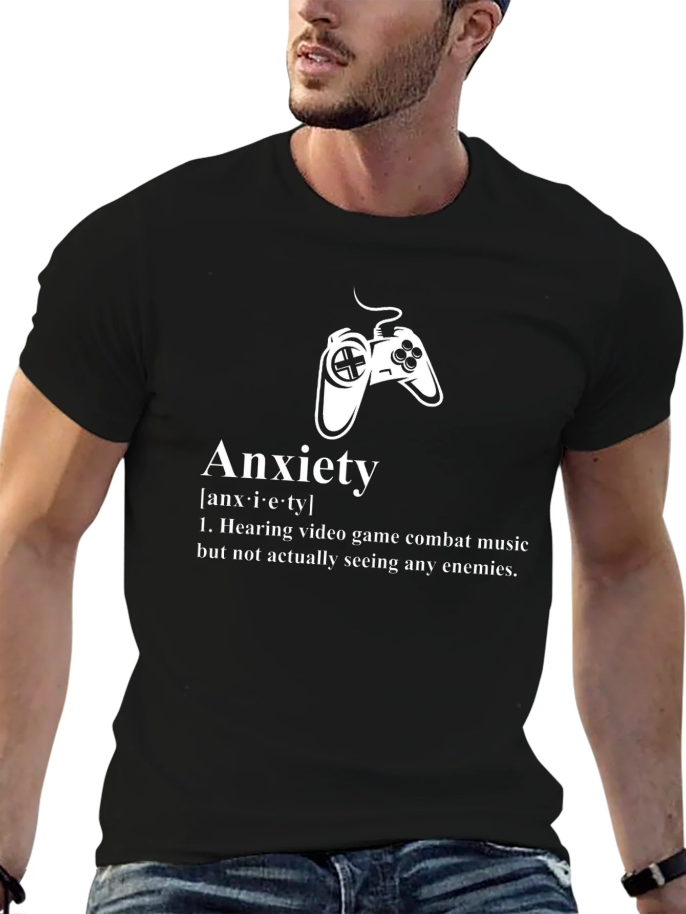Anxiety Gamer T-Shirt - Combat Music No Enemies