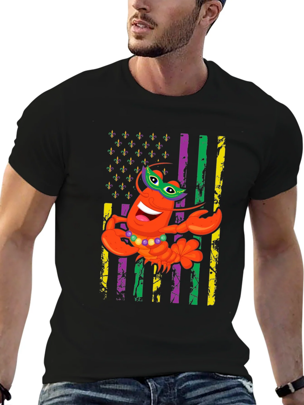 Mardi Gras Lobster Graphic T-Shirt