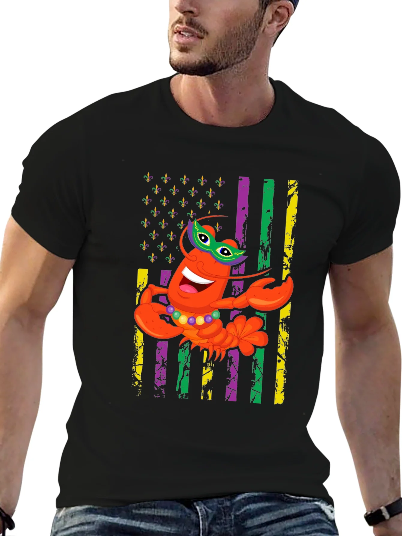Mardi Gras Lobster Graphic T-Shirt