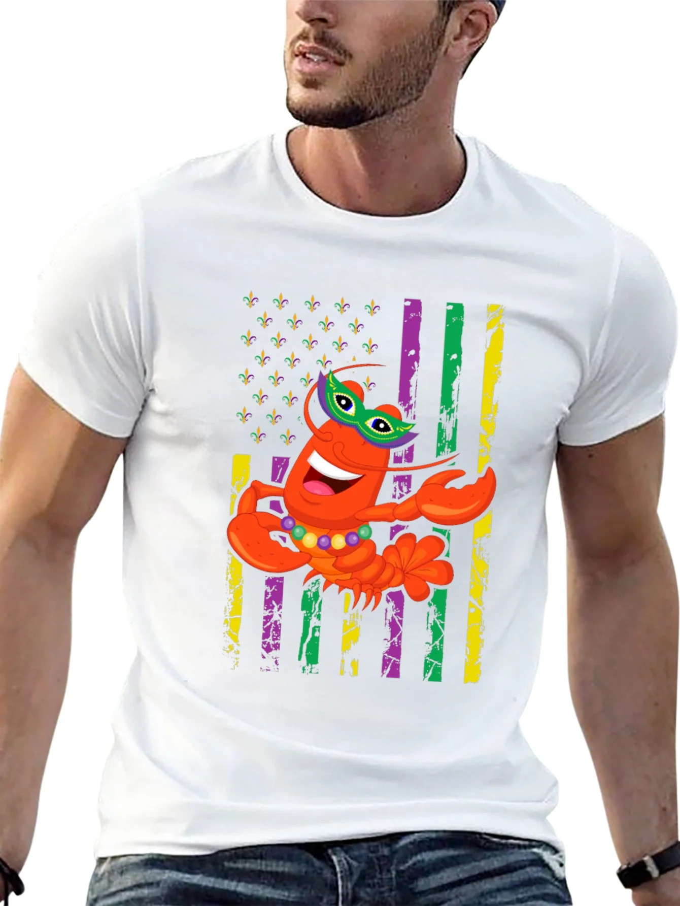 Mardi Gras Lobster Graphic T-Shirt