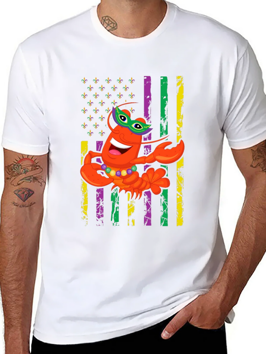 Mardi Gras Lobster Graphic T-Shirt