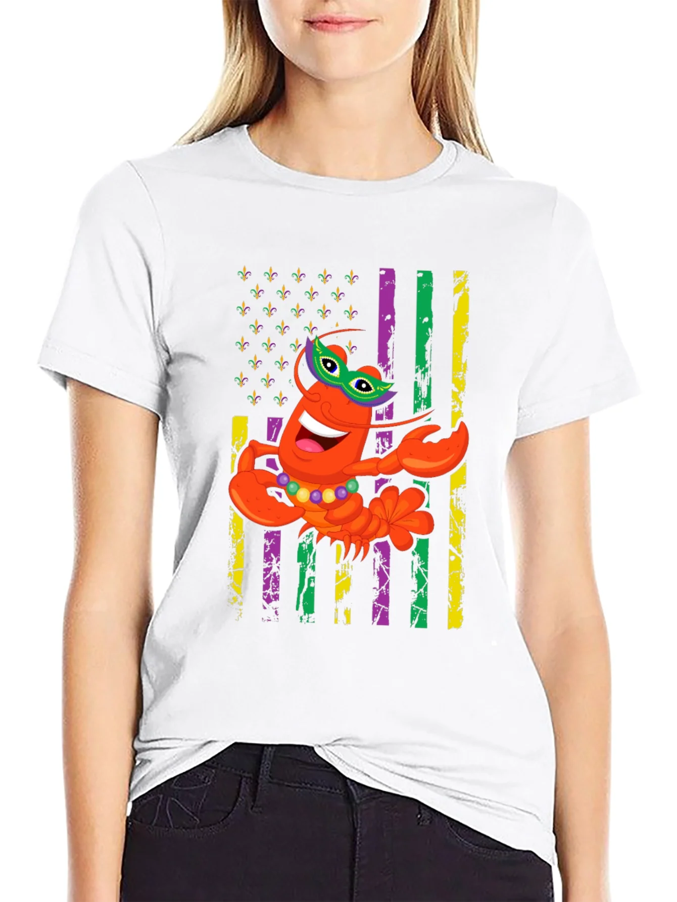 Mardi Gras Lobster Graphic T-Shirt