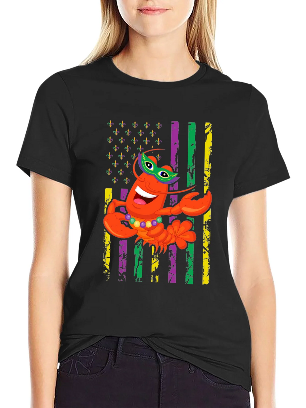 Mardi Gras Lobster Graphic T-Shirt