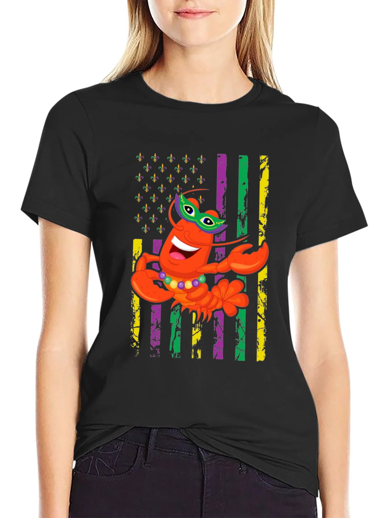Mardi Gras Lobster Graphic T-Shirt