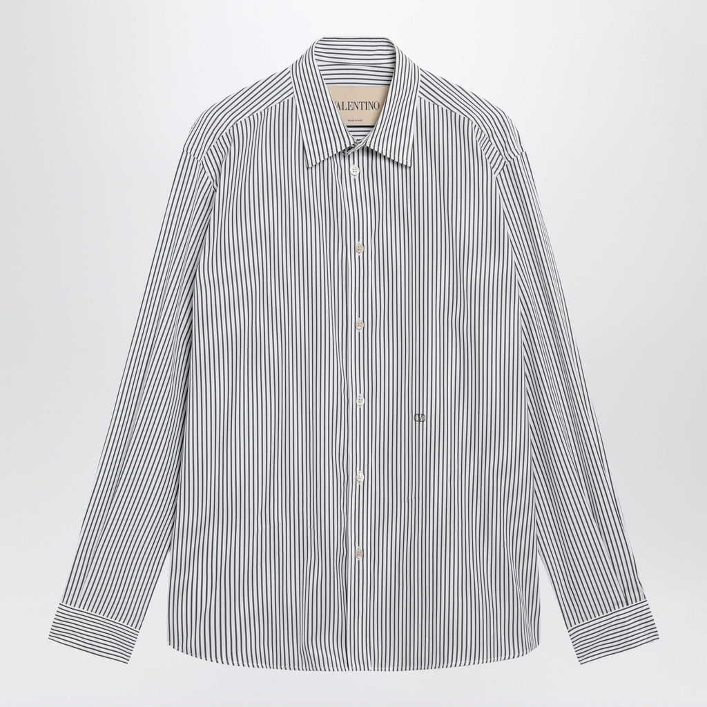 Valentino Ivory/Green Striped Shirt With Vlogo Men