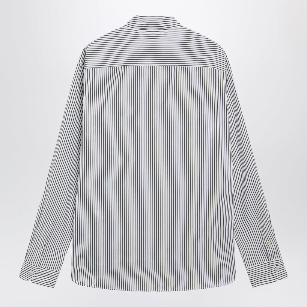 Valentino Ivory/Green Striped Shirt With Vlogo Men