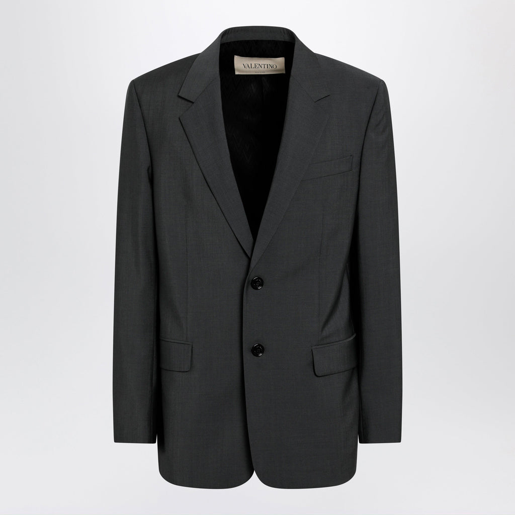 Valentino Single-Breasted Wool And Mohair Jacket In Black Men