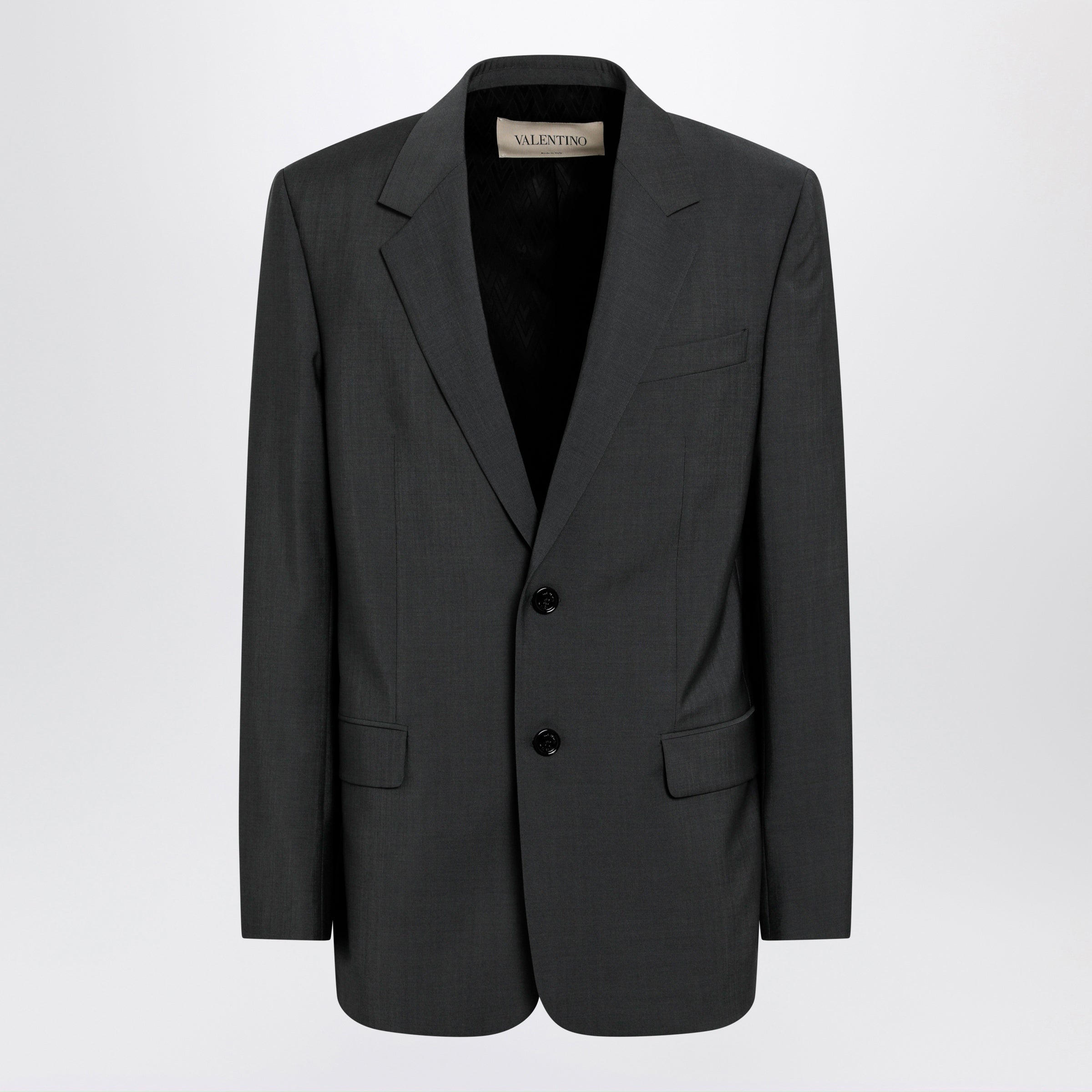 Valentino Single-Breasted Wool And Mohair Jacket In Black Men