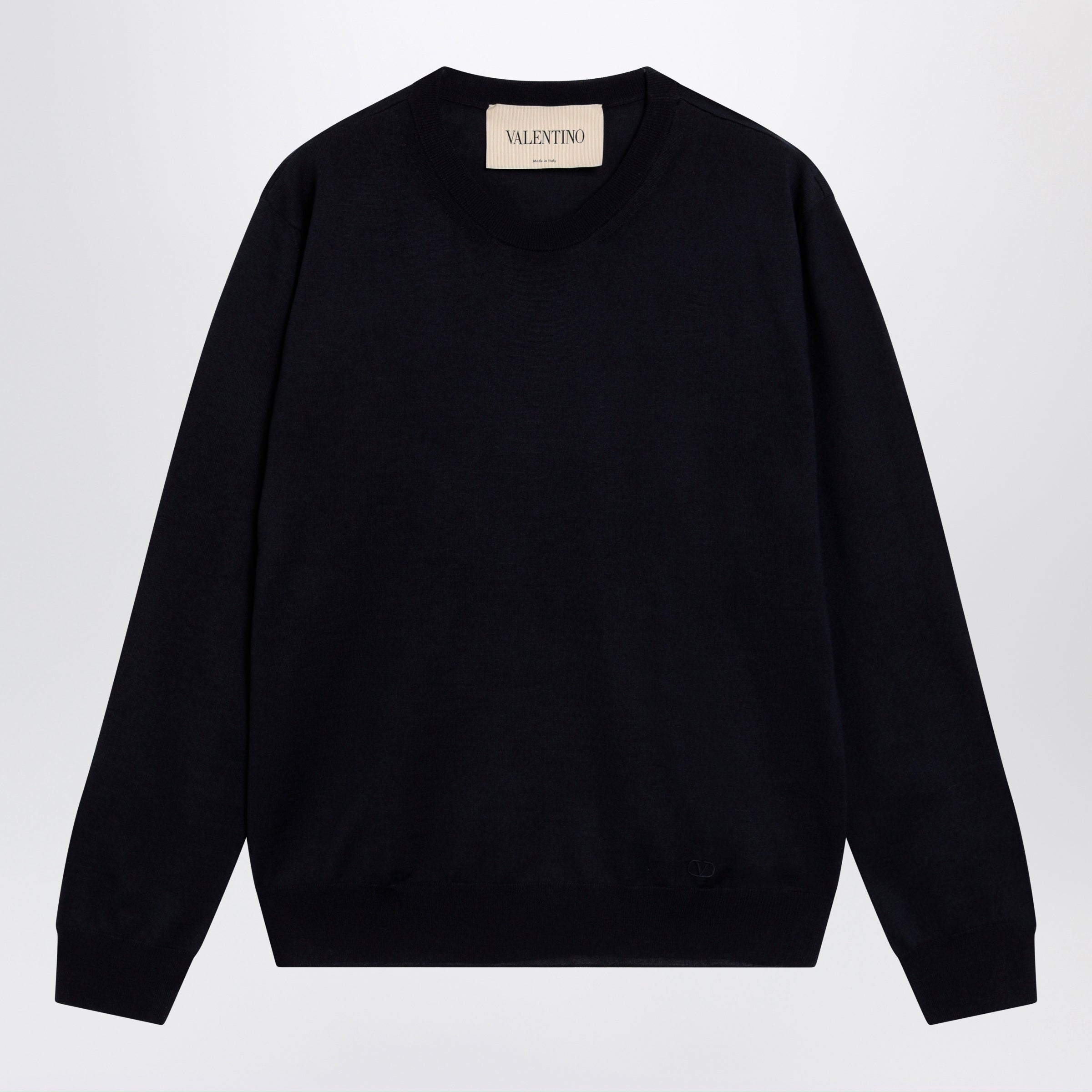 Valentino Navy Blue Wool Crewneck Sweater Men