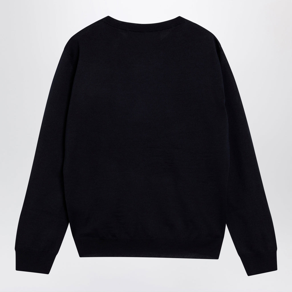 Valentino Navy Blue Wool Crewneck Sweater Men