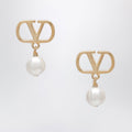 Valentino Garavani Vlogo Pearl Drop Earrings In Gold-Tone Brass Women
