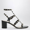 Valentino Garavani Rockstud Calfskin Leather Sandals With Studs In Black Women