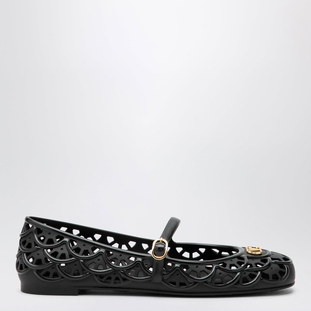 Valentino Garavani Black Vlogo Signature Rubber Ballet Flats Women