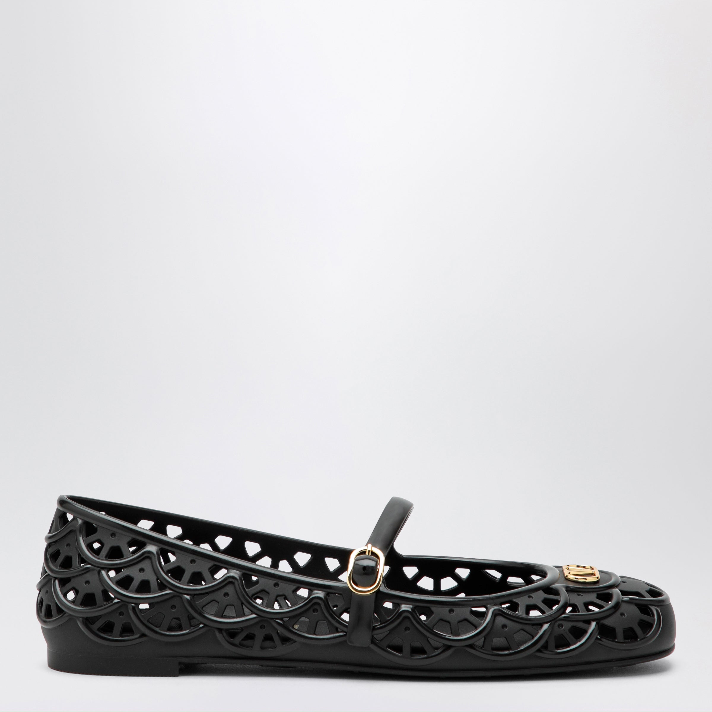 Valentino Garavani Black Vlogo Signature Rubber Ballet Flats Women
